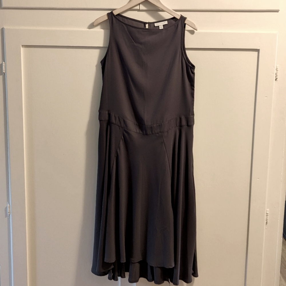 Prologue Gray Pleated Maxi Dress Scoop Neck Sleeveless